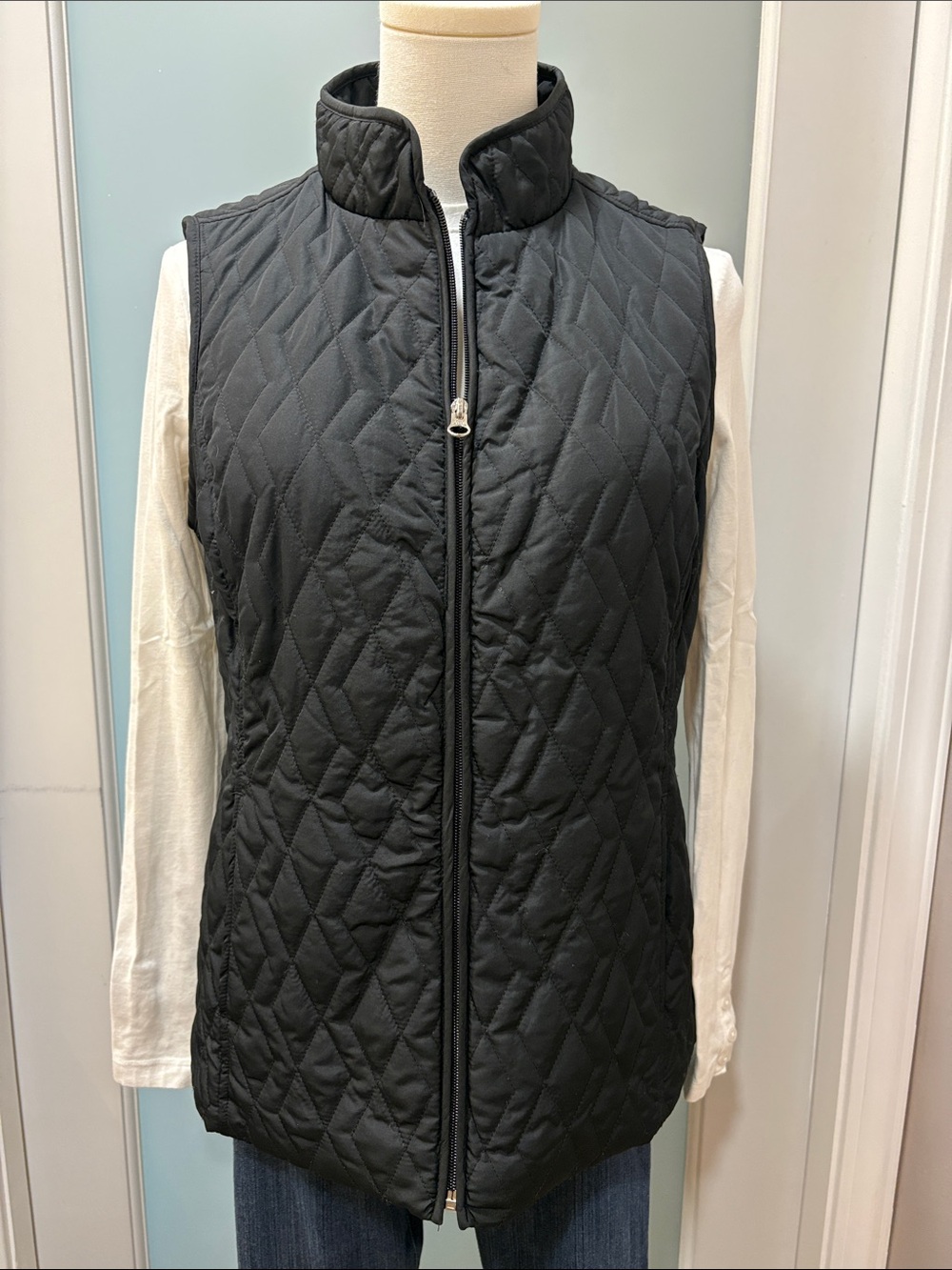 croft & barrow Black Quilted Stand-Collar Zip Vest